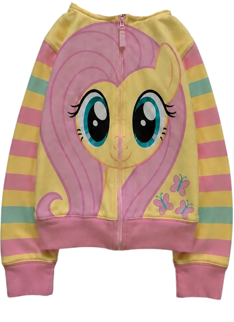 My Little Pony Fluttershy Desenli Kapüşonlu Fermuarlı Sweatshirt