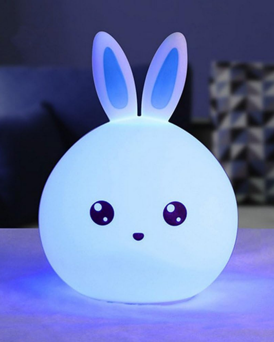 Slikon Renkli Şarj Edilebilir Tavşan Dokunmatik Gece Lambası
