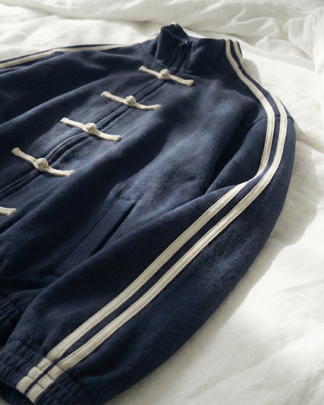 Çift Çizgili Lacivert Oversize Unisex Ceket