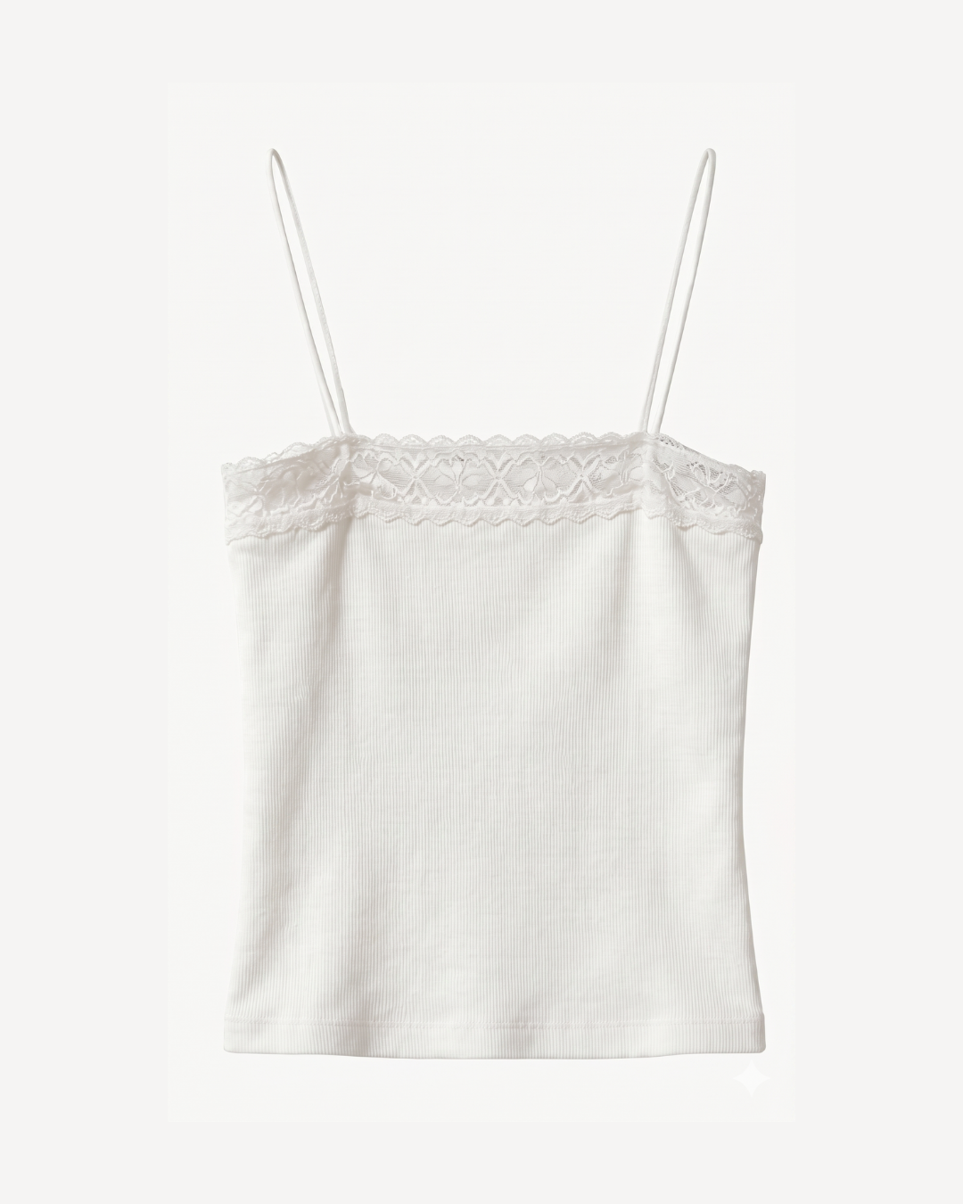 Lace Detail Beyaz İp Askılı Crop