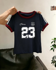 23 Number Baskılı Crop Bluz