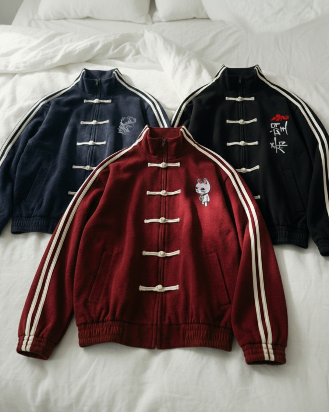 China Design Çift Çizgili Oversize Unisex Ceket ( 3 İplik)