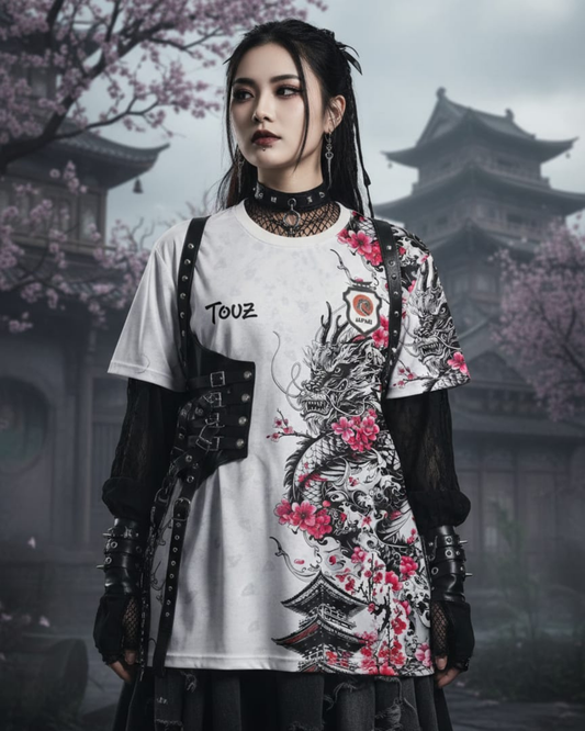 Japan Sakura Dragon Jersey T-shirt Forma