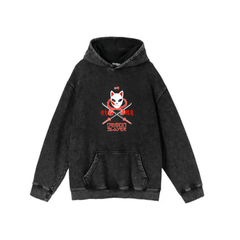 Yıkamalı Kumaş Anime Demon Slayer Kapüşonlu Hoodie Sweatshirt