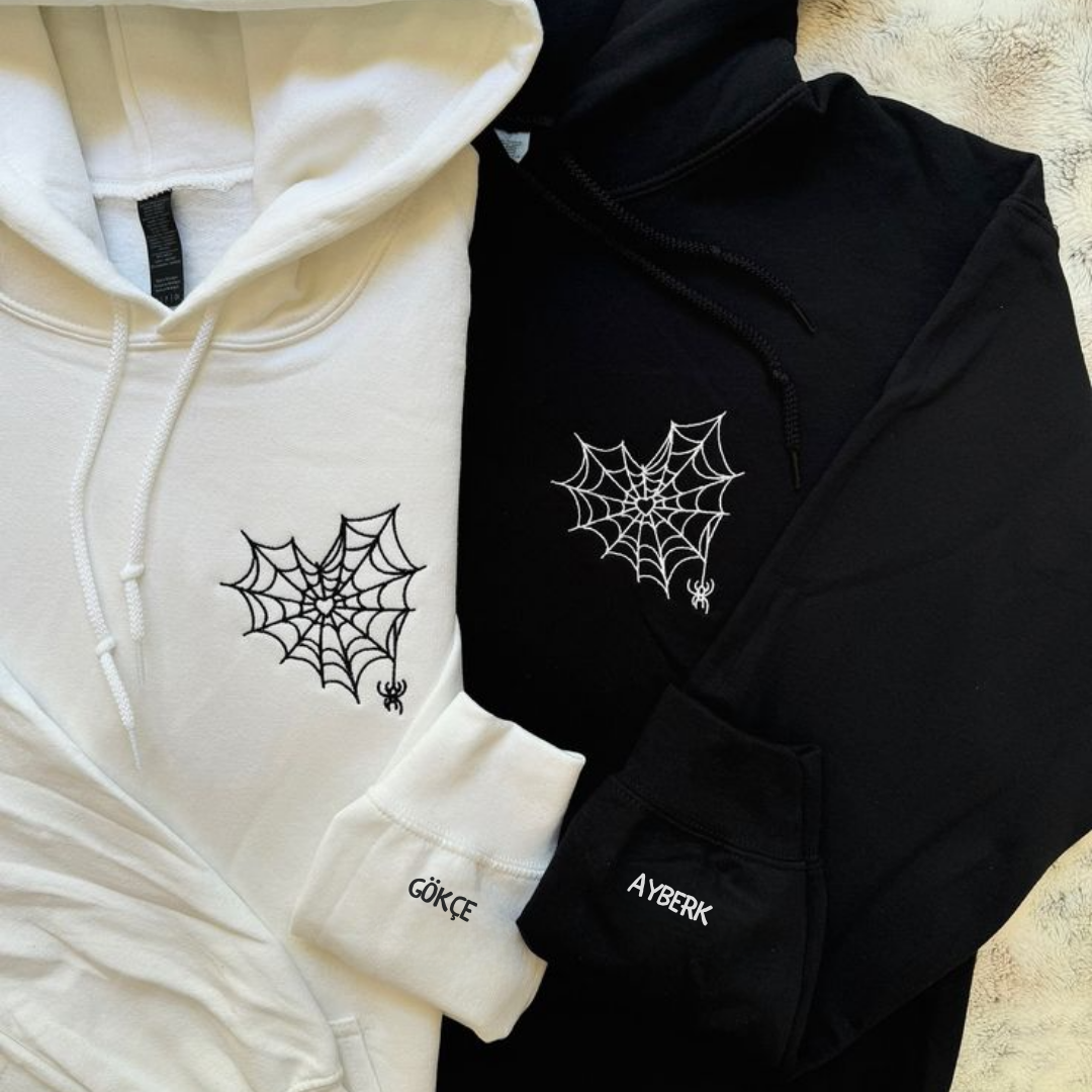 Spider Detail Sevgililer Günü Özel Kişiselleştirilebilir Hoodie