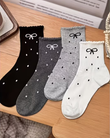Pinterest Ribbon Desenli Çorap (4 Çift)