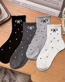 Pinterest Ribbon Desenli Çorap (4 Çift)