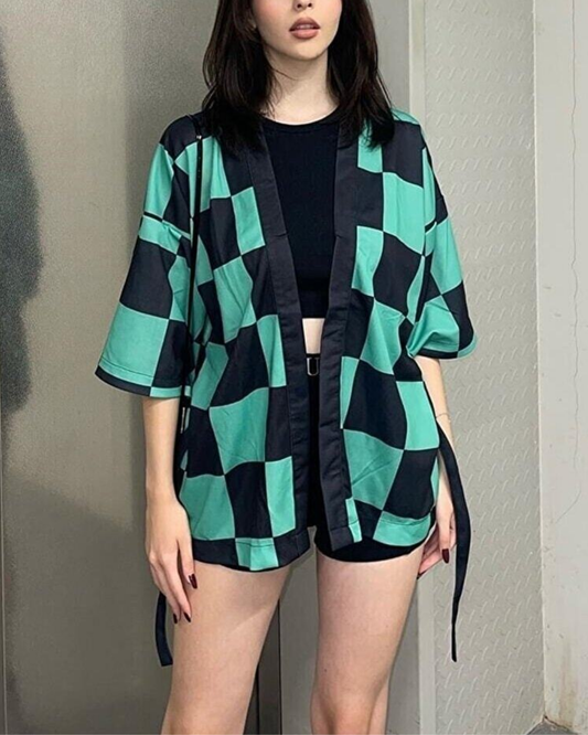 Anime Demon Slayer Kimono Tanjiro Kamado Cosplay Unisex Kimono