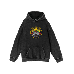 Yıkamalı Kumaş Rock Serisi Guns'n Roses Kapüşonlu Hoodie Sweatshirt