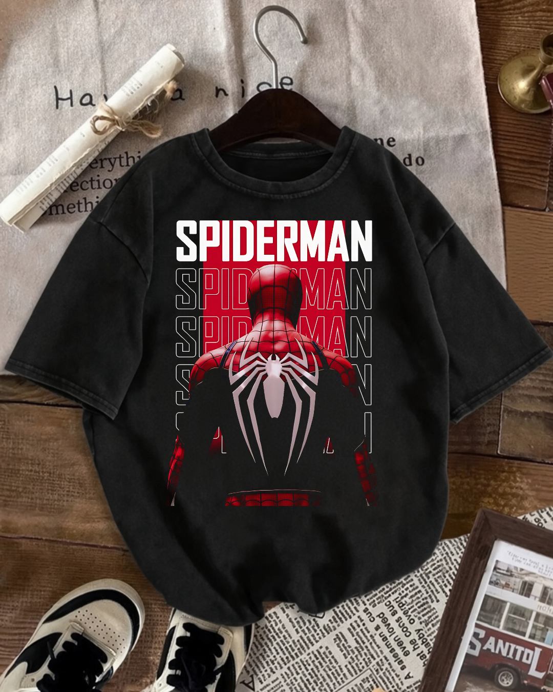 Spider Man Baskılı Unisex Oversize T-Shirt