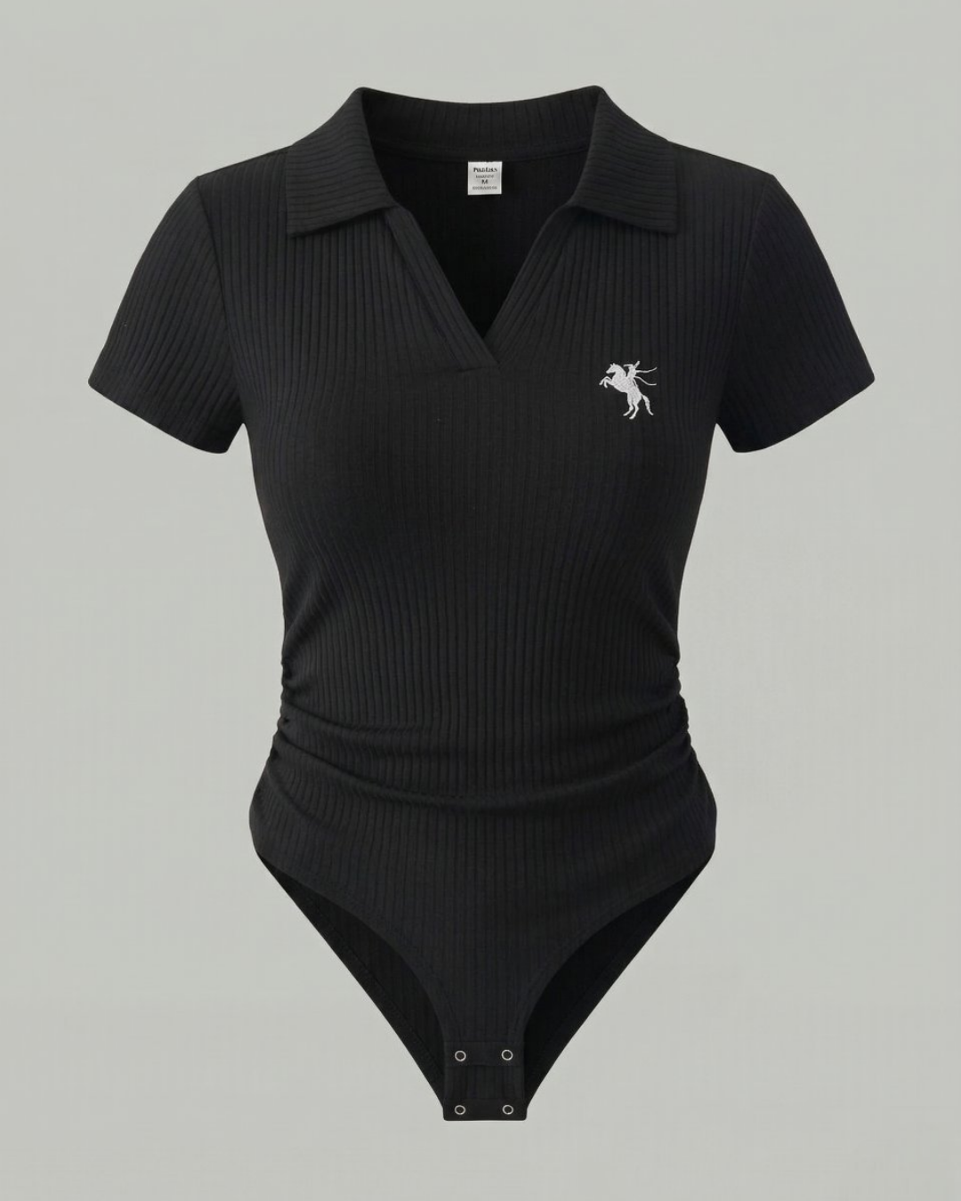 Siyah Polo Yaka Fitilli Likralı Premium Zıbın