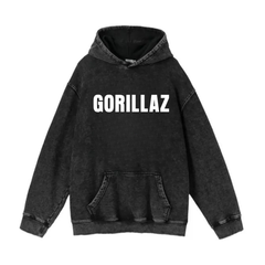 Yıkamalı Gorillaz Vintage Kapüşonlu Sweatshirt