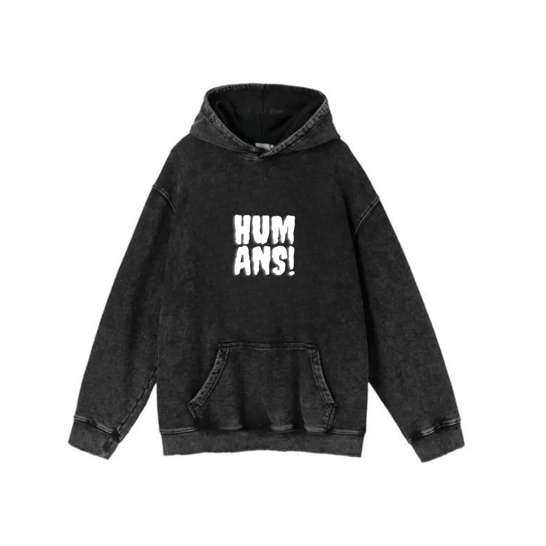 Yıkamalı Humans Vintage Kapüşonlu Sweatshirt