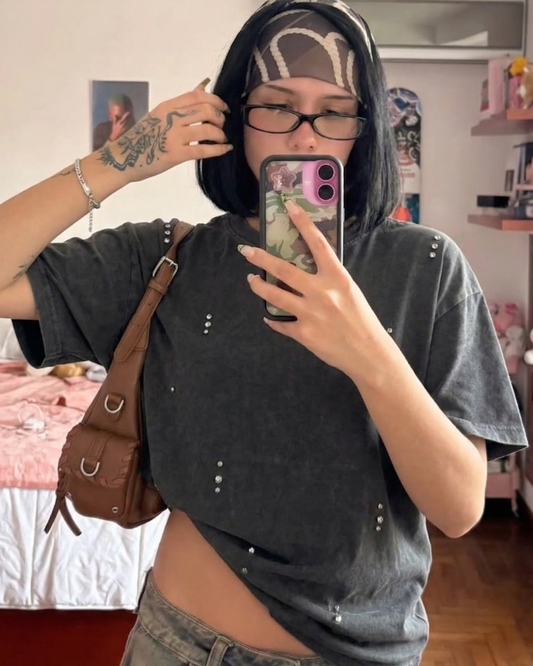 Vintage Wash Cyrstal Oversize T-Shirt