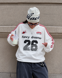 Oversize Fancy Dreamer 26 Baskılı V Yaka Sweatshirt