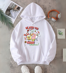 SpongeBob Friends Merry Christmas Baskılı Kapşonlu Sweatshirt