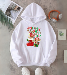 One Piece Merry Christmas Baskılı Kapşonlu Sweatshirt