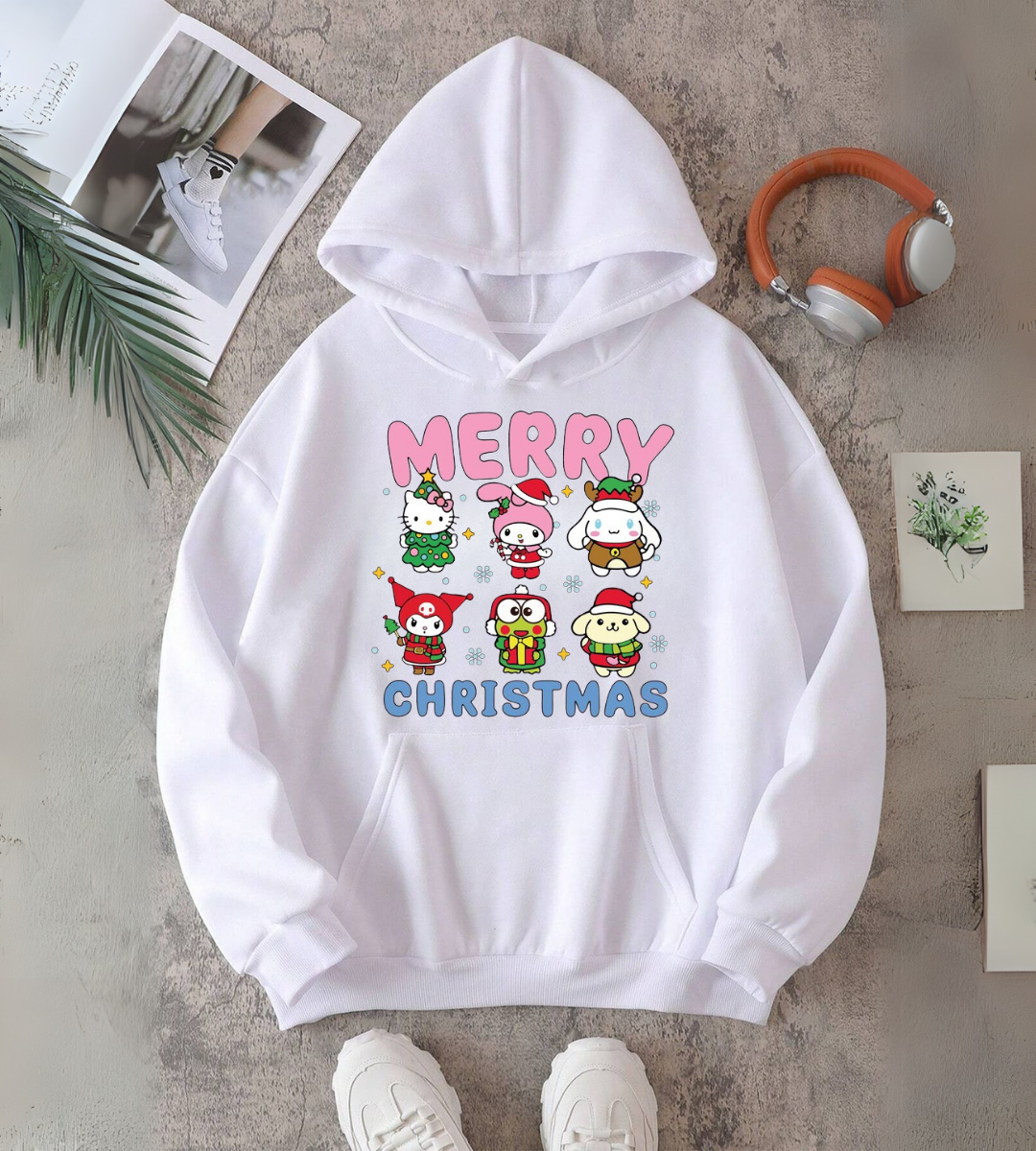 Sanrio Merry Christmas Baskılı Kapşonlu Sweatshirt