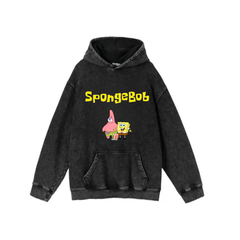 Yıkamalı Sponge Bob Vintage Kapüşonlu Sweatshirt