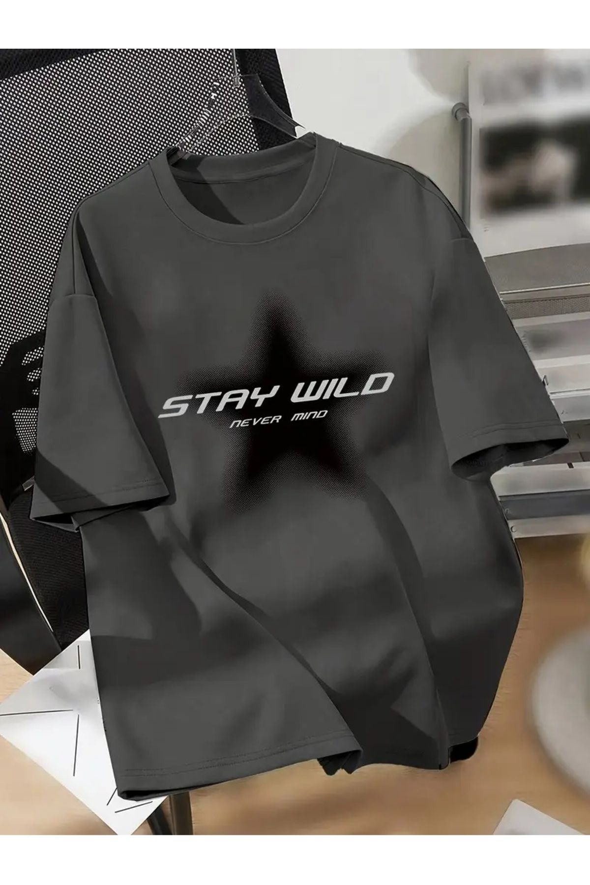 Stay Wild Baskılı Unisex Oversize T-Shirt