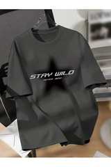 Stay Wild Baskılı Unisex Oversize T-Shirt