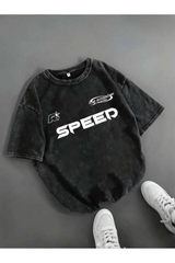 Yıkamalı Speed Oversize Vintage T-shirt