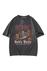 Rock Serisi AC/DC Baskılı Unisex Oversize T-Shirt