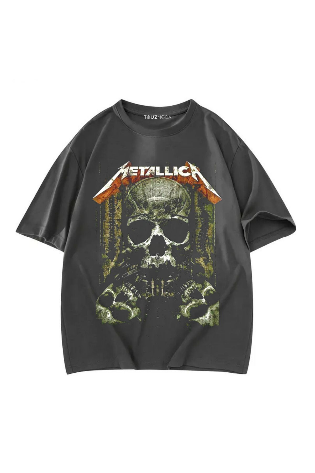 Rock Serisi Metallica Skull Baskılı Unisex Oversize T-Shirt