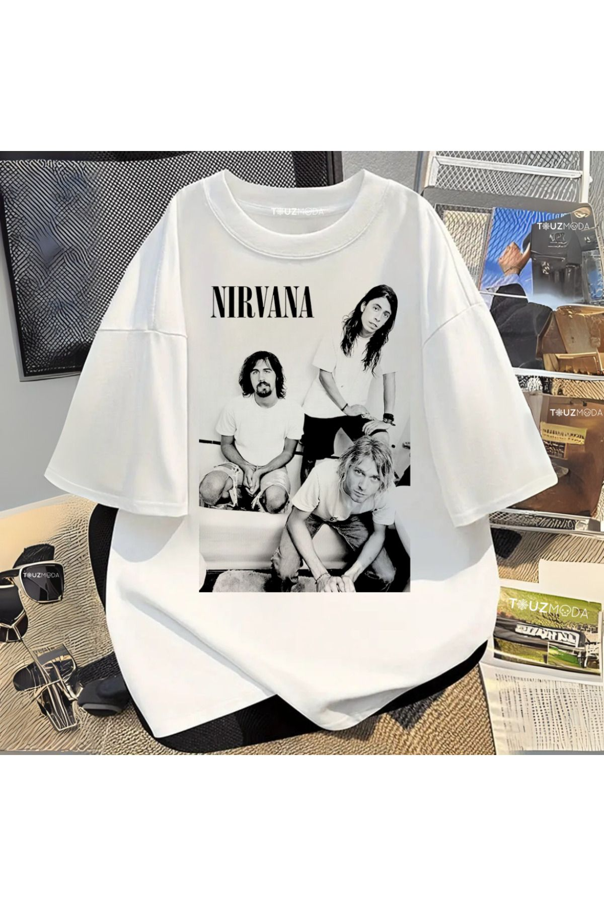 Rock Serisi Nirvana Baskılı Unisex Oversize T-Shirt