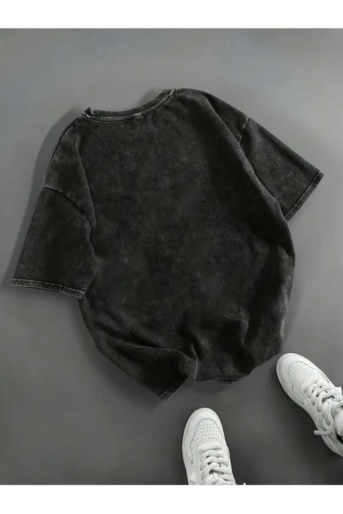 Touz Ribbon Baskılı Yıkamalı Oversize Vintage Tshirt