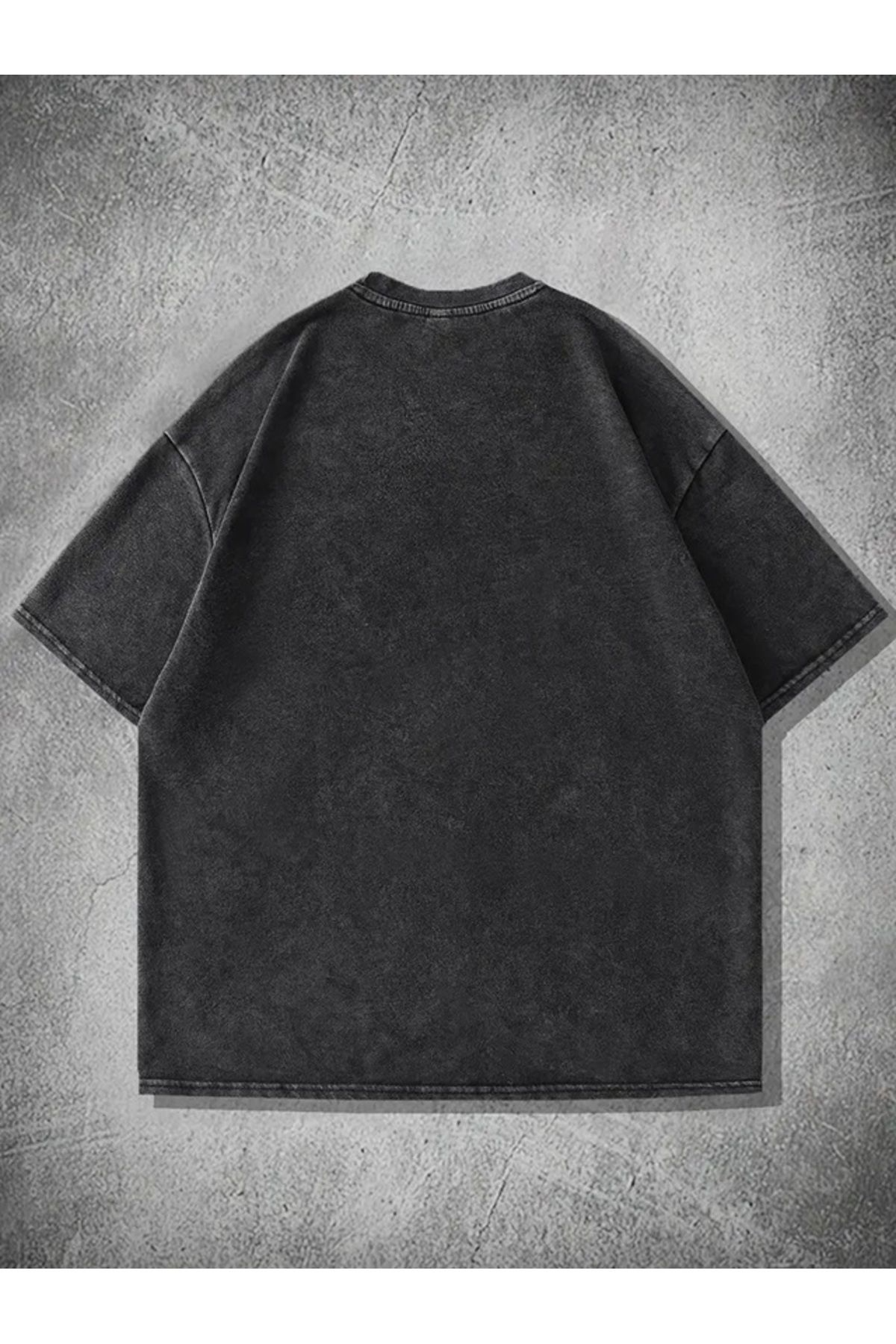 Yıkamalı Cute Cat Baskılı Oversize Vintage Tshirt