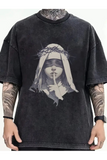 Gothic Baskılı Yıkamalı Vintage Unisex Oversize T-Shirt