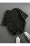 Manon Black Yıkamalı Oversize Vintage Tshirt