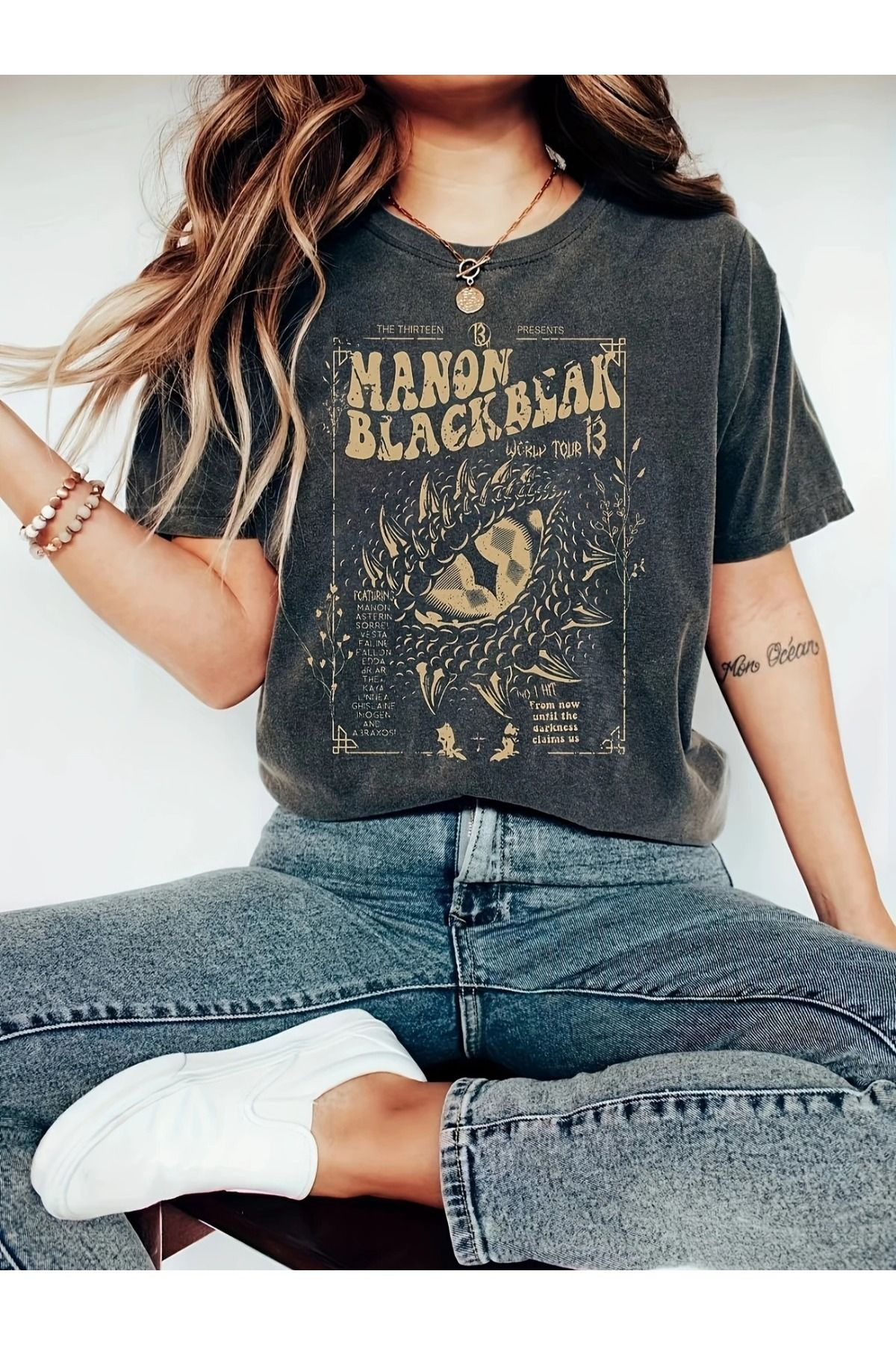 Manon Black Yıkamalı Oversize Vintage Tshirt