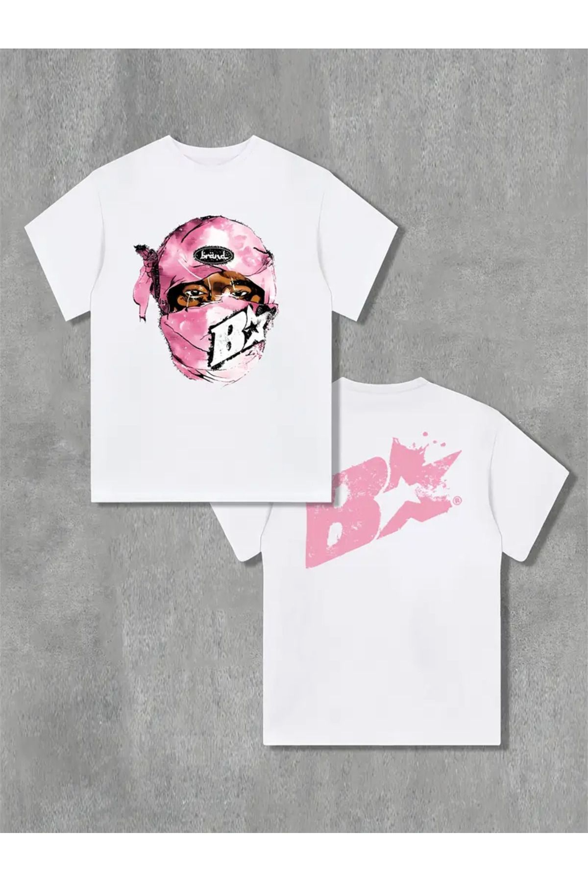 Hip-Hop Punk Baskılı Unisex Oversize T-shir