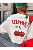Cherry Ön Arka Baskılı Unisex Oversize T-shirt