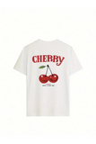 Cherry Ön Arka Baskılı Unisex Oversize T-shirt