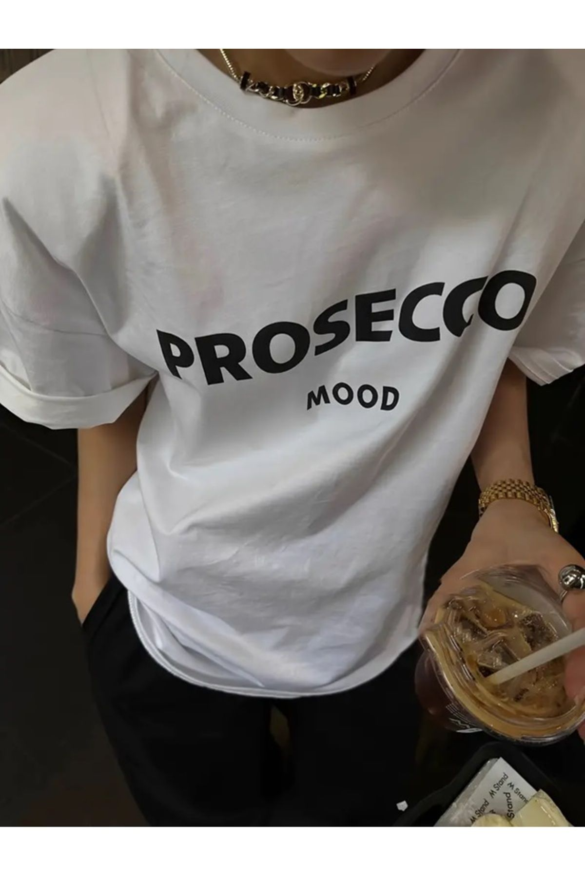 Prosecco Mood Baskılı Oversize T-shirt