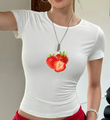 Kemer Boy Strawberry Baskılı Crop Bluz