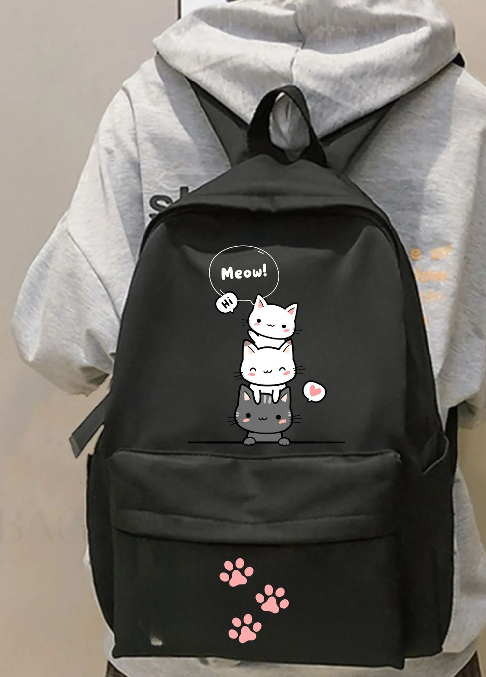 Cute Cat Baskılı Okul, Dershane, Kurs Sırt Çantası