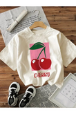Cherry Baskılı Unisex Oversize T-shirt