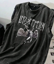 Led Zeppelin Atlet Bisiklet Yaka Yıkamalı Vintage Unisex Oversize T-Shirt