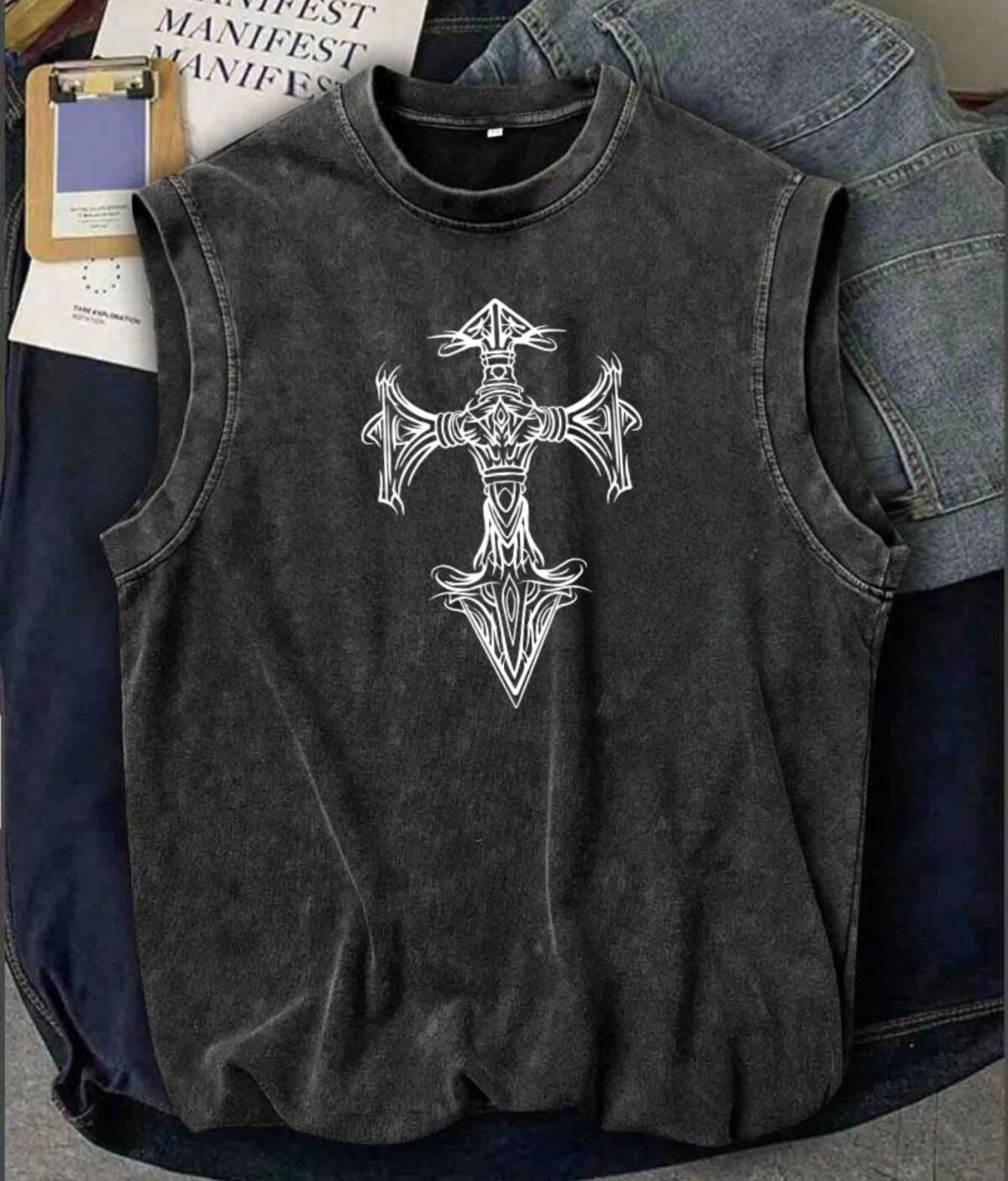 Cross Atlet Bisiklet Yaka Yıkamalı Vintage Unisex Oversize T-Shirt