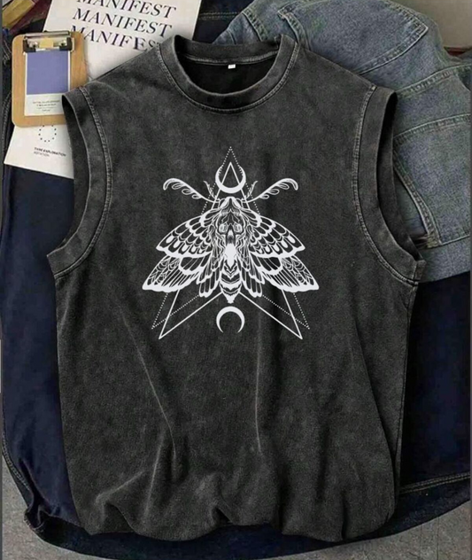 Gothic Figür Atlet Bisiklet Yaka Yıkamalı Vintage Unisex Oversize T-Shirt