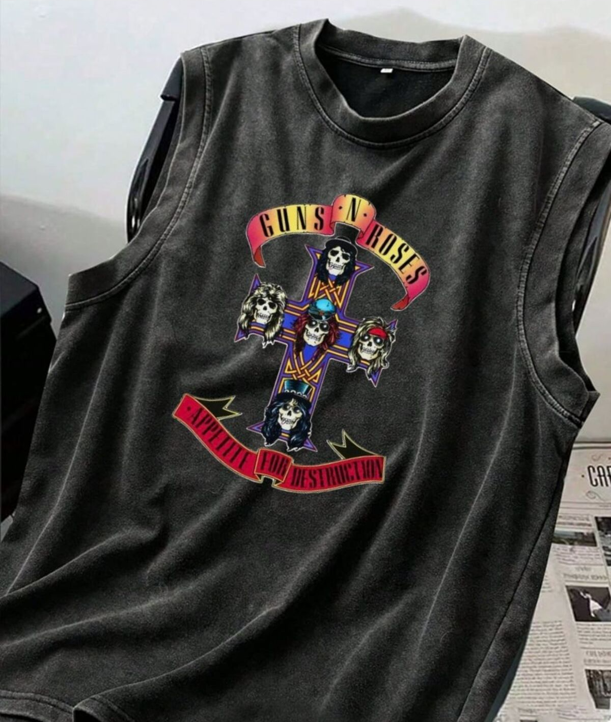 Guns N' Roses Atlet Bisiklet Yaka Yıkamalı Vintage Unisex Oversize T-Shirt