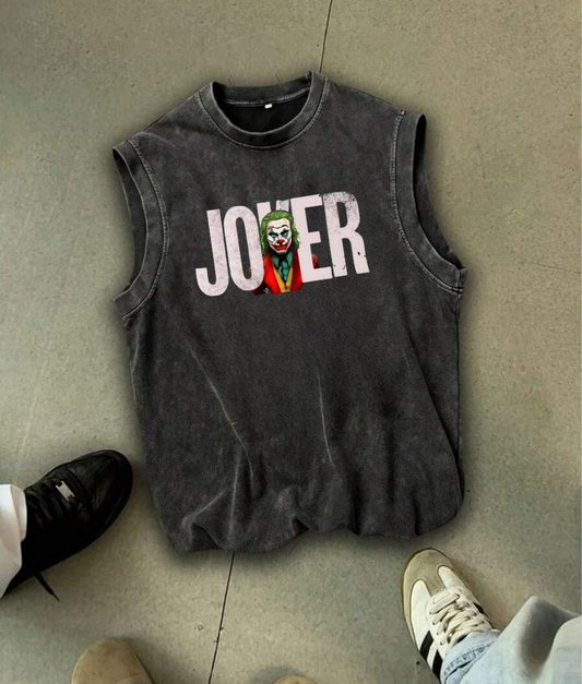 Joker Kolsuz Atlet Bisiklet Yaka Yıkamalı Vintage Unisex Oversize T-Shirt