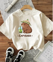Cute Capy Bara Baskılı Unisex Oversize T-shirt