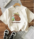 Cute Capy Bara Baskılı Unisex Oversize T-shirt