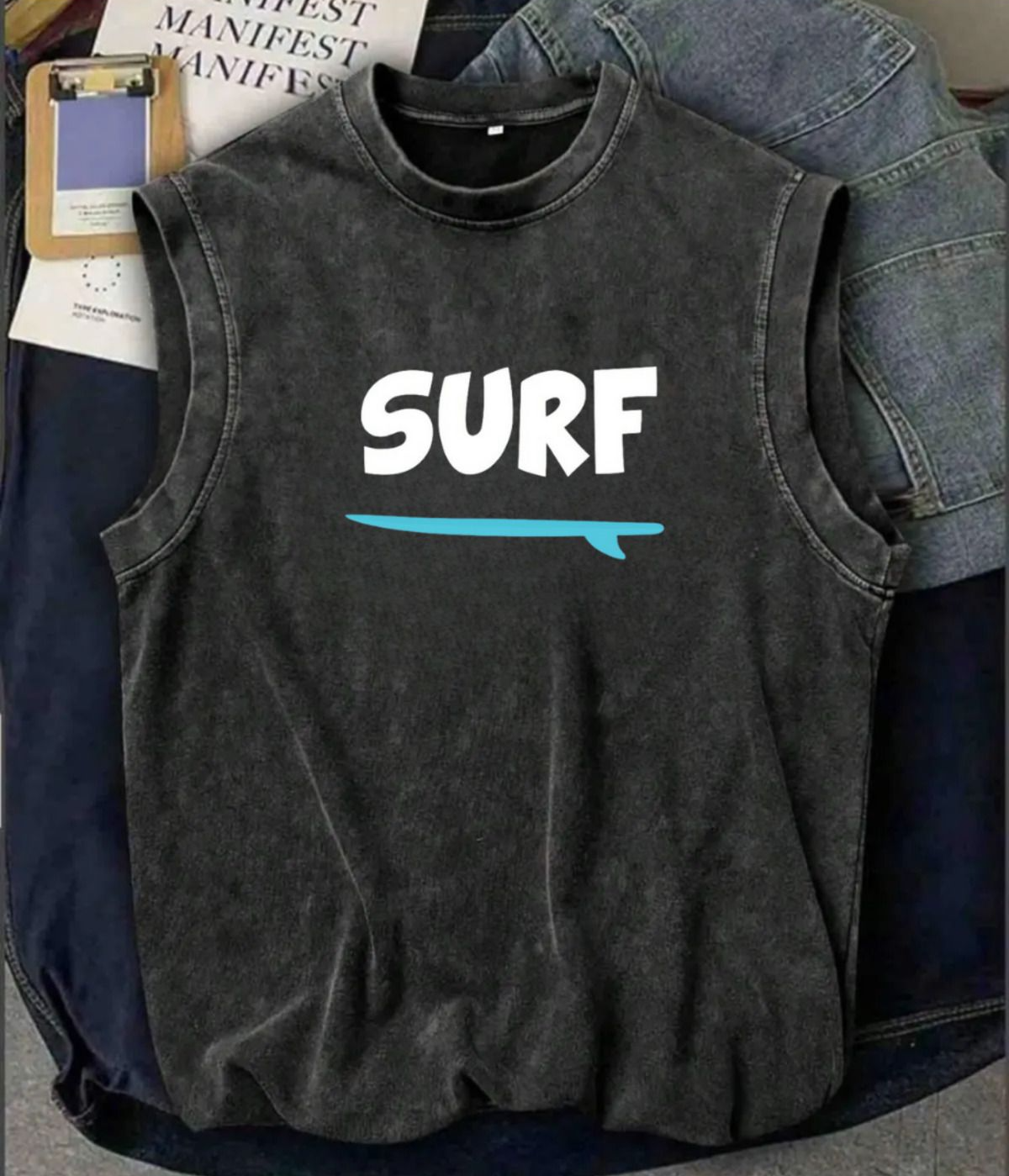 Holiday Line Surf Atlet Bisiklet Yaka Yıkamalı Vintage Unisex Oversize T-Shirt