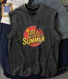 Holiday Line Summer Kolsuz Atlet Bisiklet Yaka Yıkamalı Vintage Unisex Oversize T-Shirt